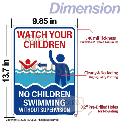 Two Pack Pool Safety Signs Bundle 14x10 Outdoor Pool Signs Stay Safe By The Pool Watch Your Kids Swim At Your Own Risk Weatherproof 0.040 Aluminum Easy To Mount Durable For Backyard Pools PSP-2403