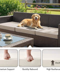 Beige Outdoor Chair Cushions Set Of 2 19x19x3 Inches Waterproof Patio Seat Cushions for sofa shown with dog on patio