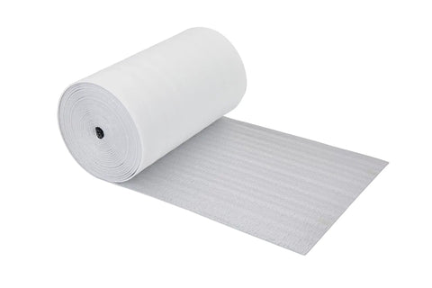 R15 Reflective Foam Core Insulation Roll 5mm Thick, 24 by 50 Feet, Cold and Heat Shield, Radiant Barrier, Thermal Insulation White Foil, All in One Vapor Barrier and Sound Barrier for Easy Home and Garage Install