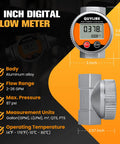 Rugged All Weather Outdoor Ready Waterproof 1 Inch Fuel Flow Meter with Three Quarters Inch NPT Adapter, aluminum body, digital display