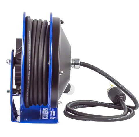 Heavy Duty 30 Foot Power Cord Reel With 12 AWG Cable Single Receptacle Retractable Electrical Reel for garage