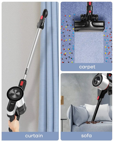 6 In 1 Cordless Vacuum Cleaner Lightweight Stick With Powerful Suction cleaning curtain, carpet, and sofa