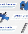 Smooth operation details of Top Shelf Four Piece Rabbet Router Bit Set With One Quarter Inch Shank For carpentry cutting.