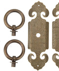 Vintage Brass Cabinet Pulls For Drawers And Doors, Double Open Vertical Retro Handle With Fish Pattern, Durable Shoe Cabinet Wardrobe Drawer Knob, Classic Hardware That Delivers A Solid Old School Look, screws and rings shown