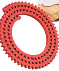 Flexible Router Template 78 Inch Plastic Edge Guide Kit shows red plastic arcs for woodworking projects and precise curves.
