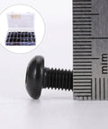Badass Metric Socket Head Cap Screw Assortment Kit Built From Tough Carbon Steel with Hex Drive next to ruler for size measurement.