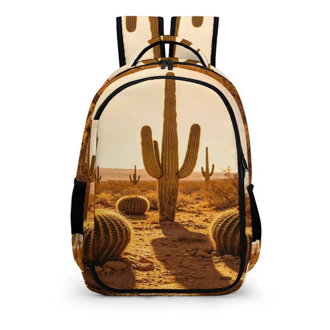 Golden Hour Arid Cactus Print Unisex Everyday Carry Backpack with smooth zipper and breathable comfort, large capacity daypack