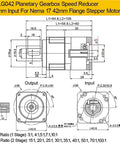 Heavy Duty Helical Gear Reducer Box For Nema 17 23 34 Stepper Motors And Flange Servos With 35Mm Input Shaft 20 To 1 Ratio detailed technical drawing.