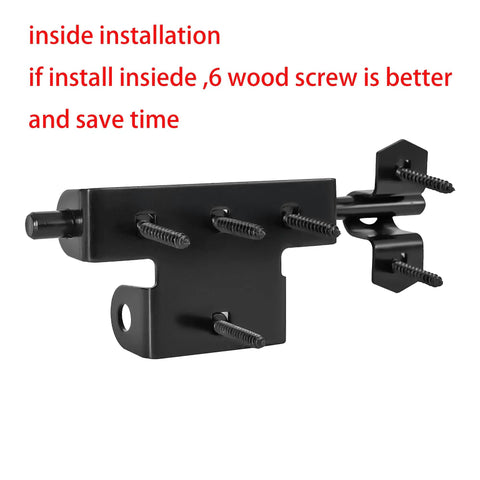 Heavy Duty Slide Bolt Gate Latch Featuring Reliable Padlock Hole For Wood Fences And Vinyl Gates with screws for inside installation.