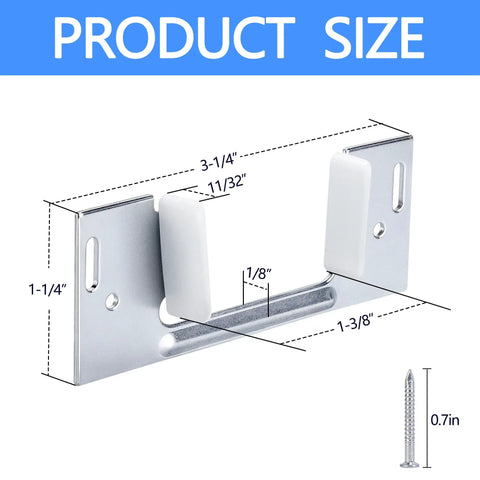 Diagram of 3 Pack Jamb Mounted Pocket Door Bottom Guides For 1 3/8 Inch Thick Doors Replacement Floor Guide with dimensions.