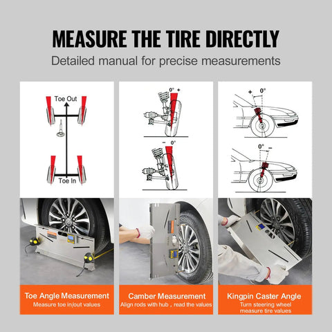 Wheel Alignment Tool 2 Pack Toe Plates With Camber Caster Toe Gauge 0.1 Degree Accuracy Stainless Steel Plates in use