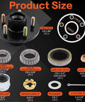 Diagram showing Two Pack Trailer Wheel Hub Kit 5 Lug 4.5 Inch for 3500 Lb Axles EZ-Lube with components and dimensions labeled