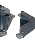 Heavy Duty Low Profile Desk Cabinet Corner Mover Dolly Set Of 4 Premium Quiet Pu Rollers With 1320 Lb Capacity showing two triangle dolly units from different angles.