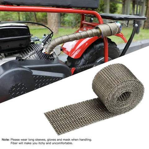 Beefed Up Colorful Exhaust Header Pipe Muffler With Heat Shield Tape Kit For Predator 212cc And 196cc Clones installed on mini bike