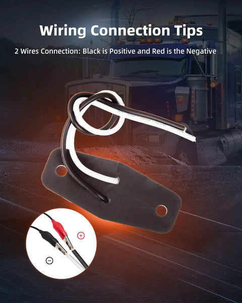Wiring guide for 4x 2.5 Inch Amber LED Oval Side Marker Lights For Truck Trailer Boat Waterproof Sealed Surface Mounted IP67