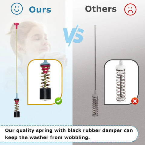 Comparison of 2023 Upgrade DC97-18610A Suspension Rods Kit for Samsung Washers showing our product versus others