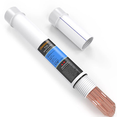 ER70S-6 Mild Steel TIG Welding Rod Filler Wire One Sixteenth Inch Diameter, Sixteen Inch Length, 5 Pound Pack in white tube