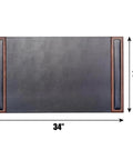 Wood And Leather Boss Desk Pad With Side Rails For Writing, Luxury Leather Blotter, 34 By 20 Inches, Walnut And Black Finish, Handcrafted