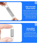 Premium 304 Stainless Steel Extension Springs With Double Hook Ends 10 Piece Pack shown in hands demonstrating strength and design.