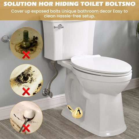 Two Piece Gold Ceramic Bird Toilet Bolt Covers Snazz Up Your Bathroom By Hiding Ugly Base Bolts With Cute Screw Caps on toilet.