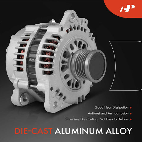 Alternator Replacement For Nissan Rogue 2008-2012 And X-Trail 2005-2006 2.5L 12V 110A 6-Groove Clockwise Pulley Fits L4 Engine