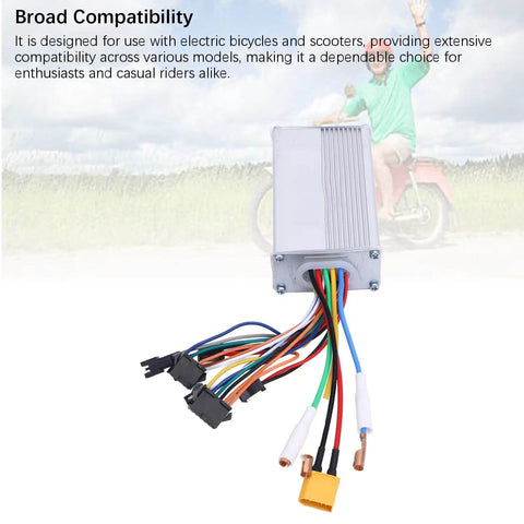 48V 25A 1200W Brushless Motor Speed Controller For Electric Bicycles Scooters ATVs Go Karts Tricycles And Mopeds, silver with wires