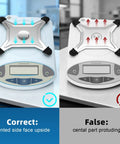 Instructions for correctly positioning Pro Grade 5000g Digital Analytical Balance With 0.01g Resolution on a surface.