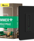 Smart Dimmer Switch Black With Trailing Edge Tech For LED Bulbs, Wide Dimming Range, Smooth Dimming, Needs Neutral Wire, 2.4G WiFi