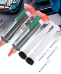 Two 50g Solder Paste Syringes Sn42 Bi58 Tin Bismuth Soldering Flux For SMD PCB Electronics Repair Colorless With Low Smoke