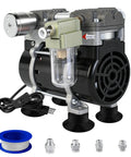Oil Free Lab Vacuum Pump With Silencer, 50L Per Min Flow, Quiet Operation, No Mess, High 90Kpa Vacuum, Oilless Diaphragm Pump, Low Maintenance