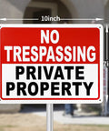 Private Property No Trespassing Signs 10x7 Inch 40 Mil Aluminum Reflective UV Printed Weatherproof Easy To Mount High Visibility Security Sign For Home And Business 2 Pack