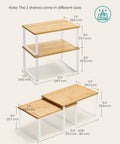Dimensions of Stackable Cabinet Organizer Shelves Set Of 4 Hella Super Convenient Kitchen Pantry Storage, featuring bamboo and white metal.