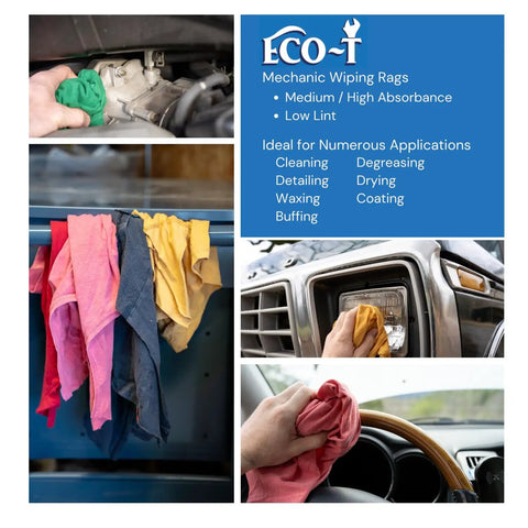 Industrial Mechanic Shop Rags Four Pound Bag Made From 100 Percent Recycled Colored T Shirt Material Highly Absorbent Budget Friendly Low Lint Wiping Cloth For Auto Shop Garage And Heavy Duty Cleaning