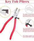 Key Fob Hardware Kit With 50 Pieces Of 1 Inch Fob Hardware And Silver Key Rings Plus Pliers featuring red handle and rubber cover