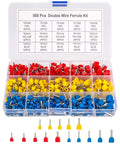 500 Pcs Double Wire Ferrules Kit Pro Grade Twin Ferrule Connectors For AWG 14-22 Copper Tin Plated With PVC Insulation