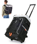 Rolling Cooler Backpack For 50 Cans With Dual Deck And Dual Bar Handles Soft Travel Cooler Bag With Wheels 30L Beach Cooler Telescoping Handle Up To 39.5 Inches Black, shown as a backpack and rolling trolley
