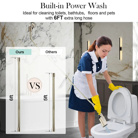 Handheld Filtered Shower Head Brushed Nickel High Pressure Six Modes 120 Anti Clog Silicone Nozzles Detachable Showerhead With Hard Water Filter Extra Long 6 Foot Hose Power Wash Mode For Deep Clean Showers demonstration