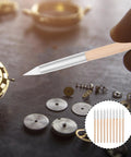 Ten Piece Pro Grade Watch Dial Cleaning Pens With Wooden Handles For Ultra Precise Movement Cleaning and Delicate Part Care