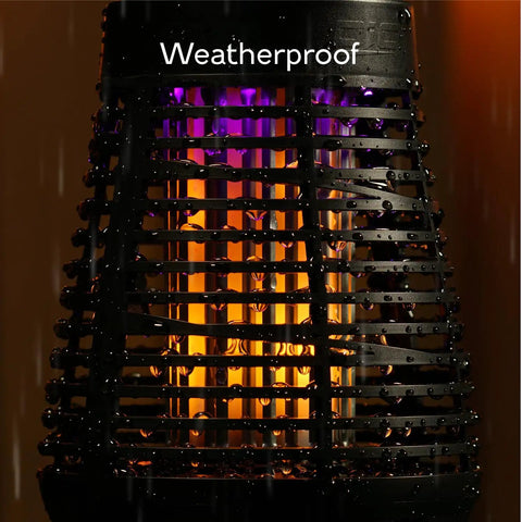 Solar Powered Bug Zapper Outdoor Insect Trap With 600V Grid, LED Flickering Flame in rain, Weatherproof design visible