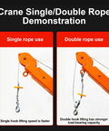 Crane Single/Double Rope Demonstration with Heavy Duty Electric Truck Winch With 3500 Lbf Boom, 12V Steel Jib Hoist.