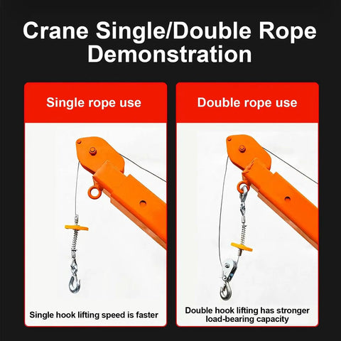 Crane Single/Double Rope Demonstration with Heavy Duty Electric Truck Winch With 3500 Lbf Boom, 12V Steel Jib Hoist.