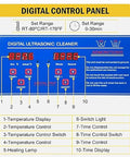 Digital control panel of Top Tier Ten Liter Ultrasonic Cleaner With Fast Heat And Digital Timer Pro Grade Forty KHz.