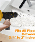 Person using Electric Drain Cleaner With Auto Feed 1 Quarter Inch By 25 Foot Drum Cable Replaceable Inner Core Cable And Bulb Auger Head For Tough Clogs DIY Home Plumbing Tool Delivers Quick No Mess Unclogging on sink