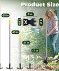 Long Handle Weed Puller Tool 60 Inch Two In One Garden Rake And Hoe in use and size variations shown
