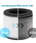 AP-T10FL Replacement Filter 2 Pack For AP-T10 Air Purifier Series Compatible With AP-T10-BK AP-T10-WT showing new and used filter