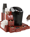 Two Piece Single Serve Coffee Pod Drawer And Condiment Organizer Station Red Keeps Your Counter Clean And Efficient Stashing K Cups Tea Bags Cocoa Pods And Condiments In One Handy Easy Reach Setup with coffee maker and accessories