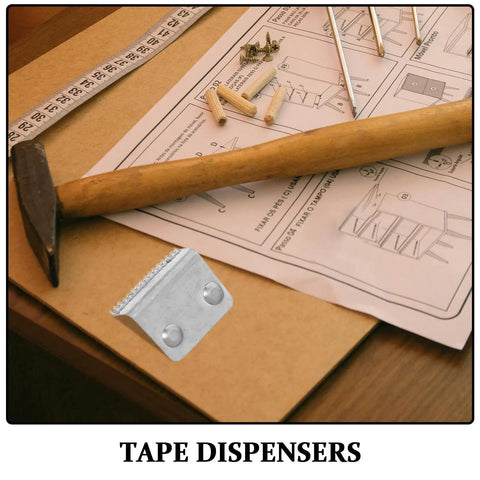 Heavy Duty Tape Dispenser Cutter Blades Set, 10 Pcs Pro Grade Replacement Metal Blades For Smooth, Precise Adhesive Tape Cuts, Resistant To Warping And Wear For Office, Crafts And Home Use, metal blade shown on workbench