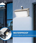 Two Pack Automatic Outdoor Light Sensor Switches With Photoelectric Control installed, showing waterproof IP65 feature in rain