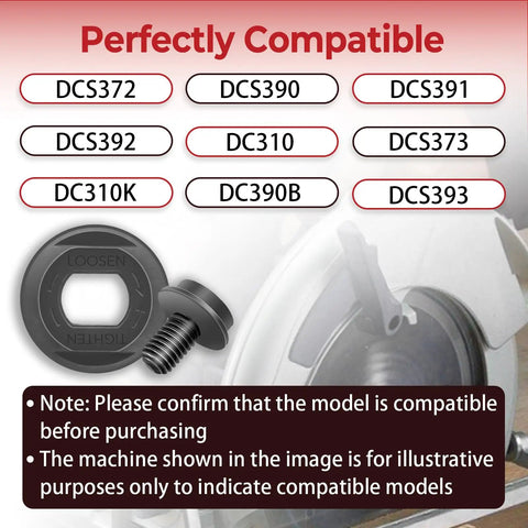 All In One Steel Outer Clamp Washer And Blade Bolt Kit That Fits DCS372 DCS390 DCS391 DCS392 DC310 DCS373 DC310K DC390B DCS393 shown compatible