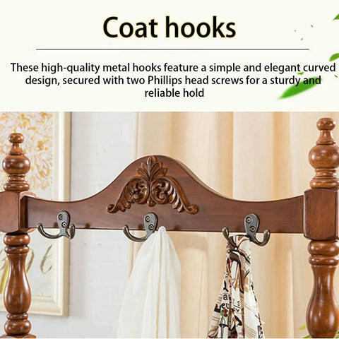 Heavy Duty Double Pole Clothes Rack With Roomy Built In Storage Drawers For Long Coats Portable Floor Standing Closet Organizer with elegant coat hooks.